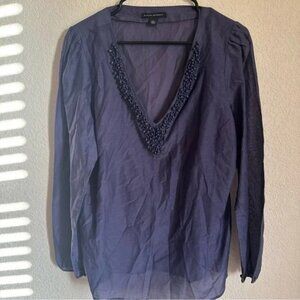 Banana Republic Women’s Beaded Long Sleeve Blouse  Silk Blend Size large